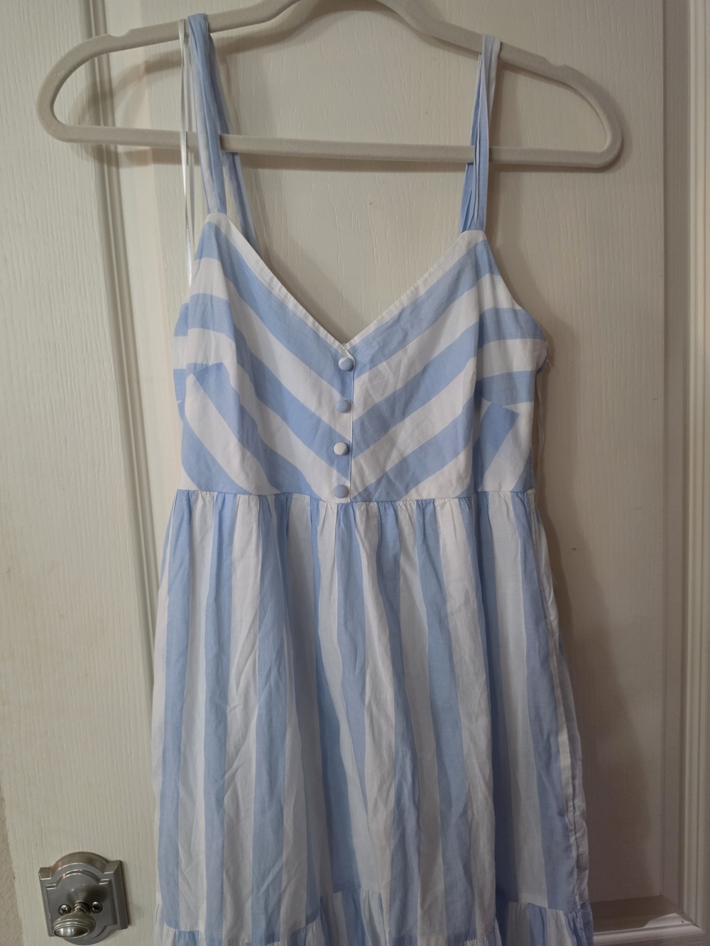 Blue and White Striped Sundress - Sleeveless Spaghetti Strap